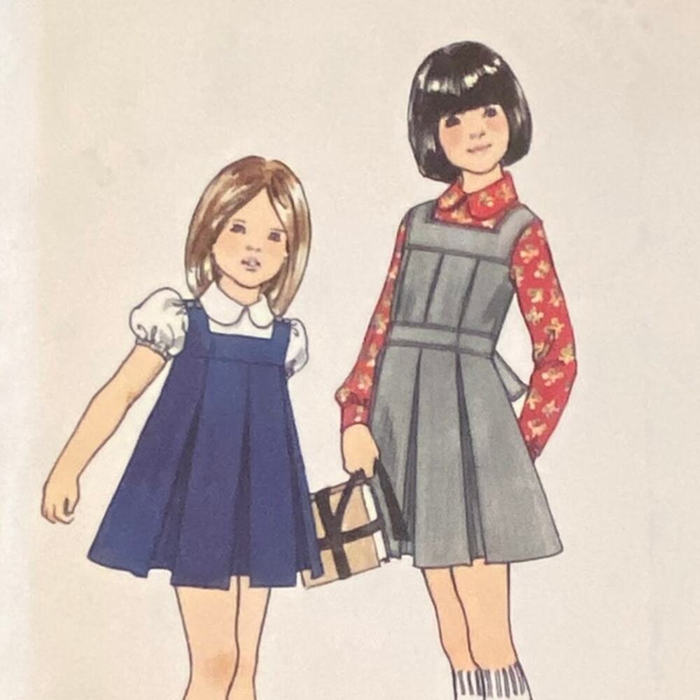 Vtg Butterick 6782 Jumper Blouse Pattern 12 Girl 60s Top Loose Puff Button Cuff